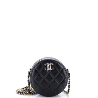 Chanel Round Clutch with Chain Quilted Caviar with Lacquered Metal