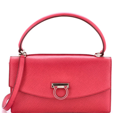 Salvatore Ferragamo Gancini Convertible Top Handle Bag Saffiano Leather East West