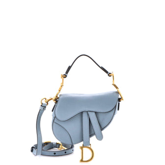 Christian Dior Saddle Handbag with Strap Leather Micro