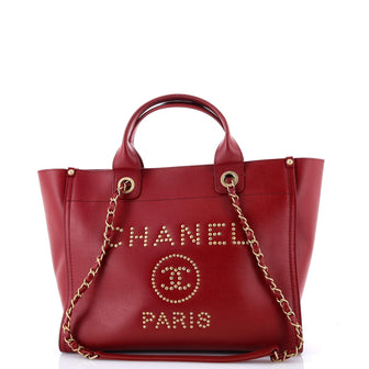 Chanel Deauville Tote Studded Caviar Small