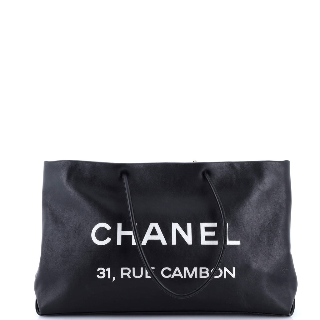 Chanel Essential 31 Rue Cambon Shopping Tote Leather Medium Black