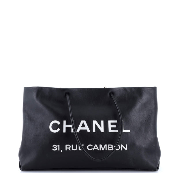 Chanel Essential 31 Rue Cambon Shopping Tote Leather Medium Black