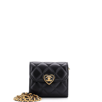 Chanel Coco Love CC Heart Clutch with Chain Quilted Lambskin Mini