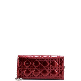 Christian Dior Lady Dior Convertible Chain Clutch Cannage Quilt Patent