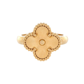 Van Cleef & Arpels Vintage Alhambra Ring Guilloche 18K Yellow Gold