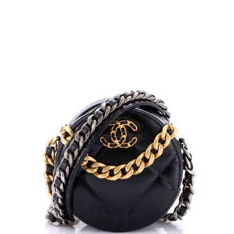 Chanel 19 Round Clutch with Chain Quilted Leather