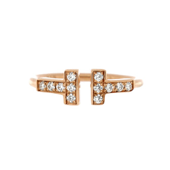 Tiffany & Co. T Wire Ring 18K Rose Gold with Diamonds