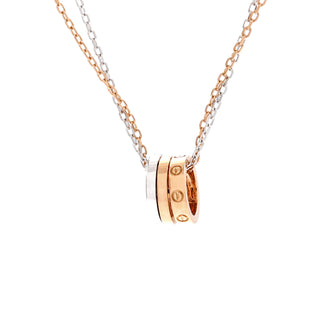 Cartier Love 3 Ring Pendant Necklace 18K Rose Gold and 18K White Gold with 6 Diamonds