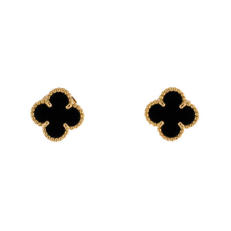 Van Cleef & Arpels Sweet Alhambra Stud Earrings 18K Yellow Gold and Onyx