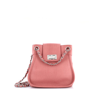 Chanel Mademoiselle Lock Accordion Shoulder Bag Leather Small