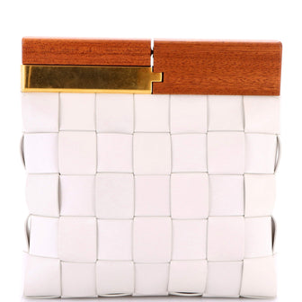 Bottega Veneta The Snap Clutch Maxi Intrecciato Leather with Wood and Metal