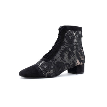 Christian Dior Women's Naughtily-D Ankle Boots Embroidered Mesh with Suede