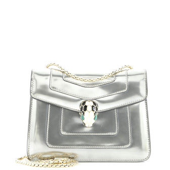 Bvlgari Serpenti Forever Square Shoulder Bag Metallic Leather Small