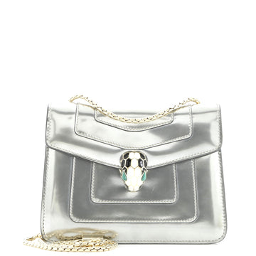 Bvlgari Serpenti Forever Square Shoulder Bag Metallic Leather Small