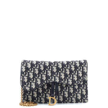 Christian Dior Saddle Chain Clutch Oblique Canvas