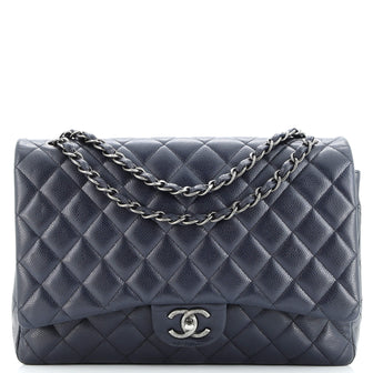 Chanel Classic Double Flap Bag Quilted Caviar Maxi