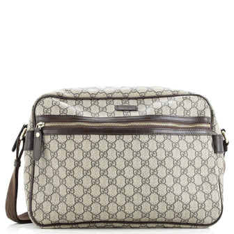 Gucci Front Zip Camera Bag GG Coated Canvas Large