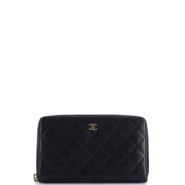 Chanel Zip Around Organizer Wallet Quilted Caviar Large