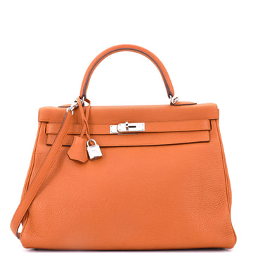Hermes Kelly Handbag Orange Togo with Palladium Hardware 35