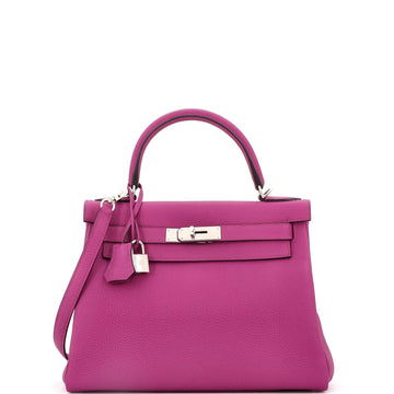 Hermes Kelly Handbag Pink Togo with Palladium Hardware 28
