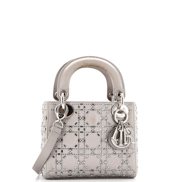 Christian Dior Lady Dior Bag Crystal Embellished Cannage Quilt Satin Mini