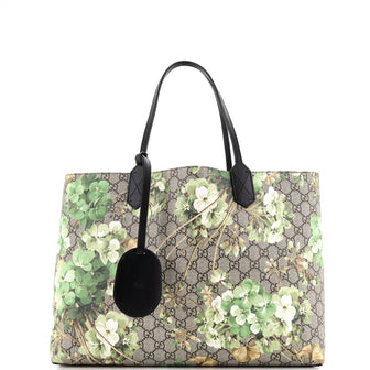 Gucci Reversible Tote Blooms Print GG Coated Canvas Medium