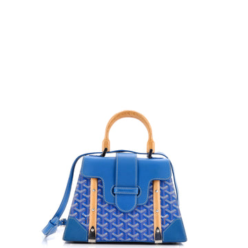 Goyard Saigon Top Handle Bag Coated Canvas with Leather PM