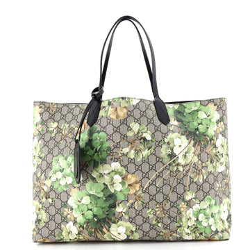 Reversible Tote Blooms GG Print Leather Large