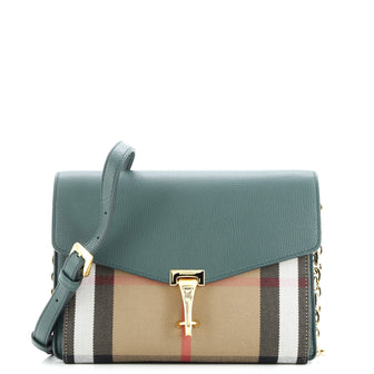 Burberry Macken Crossbody Bag Leather and House Check Canvas Small