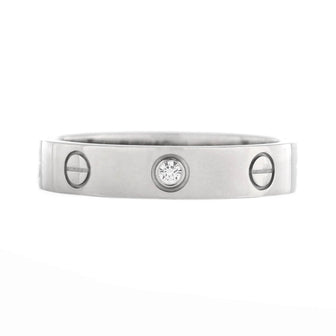 Cartier Love Wedding Band 1 Diamond Ring 18K White Gold with Diamond
