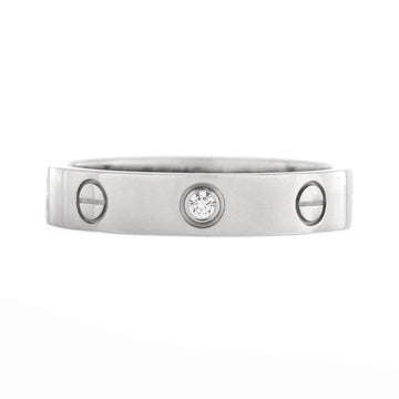 Cartier Love Wedding Band 1 Diamond Ring 18K White Gold with Diamond