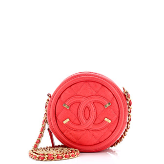 Chanel Filigree Round Clutch with Chain Quilted Caviar Mini