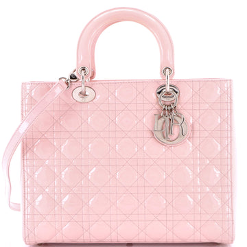 Christian Dior Lady Dior Bag Cannage Quilt Patent Large