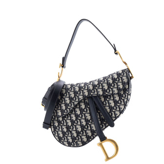 Christian Dior Saddle Handbag with Strap Oblique Canvas Medium