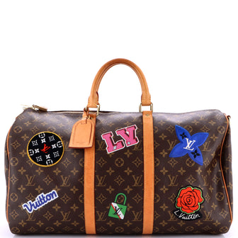 Louis Vuitton Keepall Bandouliere Bag Limited Edition World Tour Monogram Canvas 50