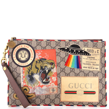 Gucci Courrier Pouch GG Coated Canvas with Applique