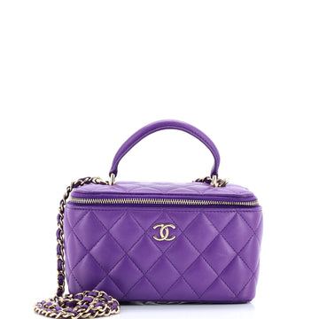 Chanel Classic Top Handle Vanity Case with Chain Quilted Lambskin Small