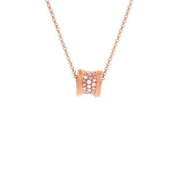 Bvlgari B.Zero1 Pendant Necklace 18K Rose Gold with Pave Diamonds Mini