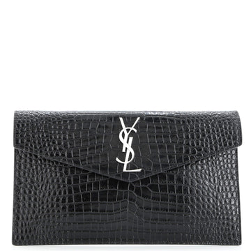 Saint Laurent Uptown Pouch Crocodile Embossed Leather