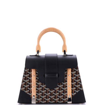 Goyard Saigon Top Handle Bag Coated Canvas with Leather PM