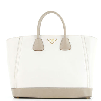 Prada Bicolor Open Tote Saffiano Leather Medium