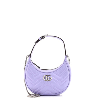 Gucci GG Marmont Half Moon Hobo Matelasse Leather Mini