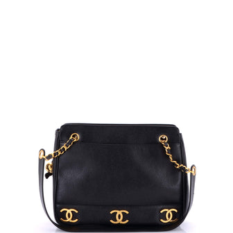Chanel Vintage Metal CC Shoulder Bag Caviar Small