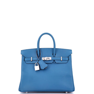 Hermes Birkin Handbag Blue Epsom with Palladium Hardware 25