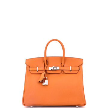 Hermes Birkin Handbag Orange Epsom with Palladium Hardware 25