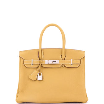 Hermes Birkin Handbag Yellow Togo with Palladium Hardware 30