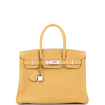 Hermes Birkin Handbag Yellow Togo with Palladium Hardware 30