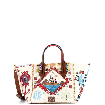 Christian Louboutin Greekaba Tote Studded Embroidered Canvas Small