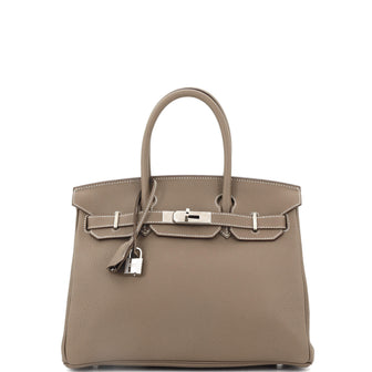 Hermes Birkin Handbag Grey Togo with Palladium Hardware 30