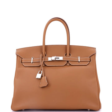 Hermes Birkin Handbag Brown Swift with Palladium Hardware 35